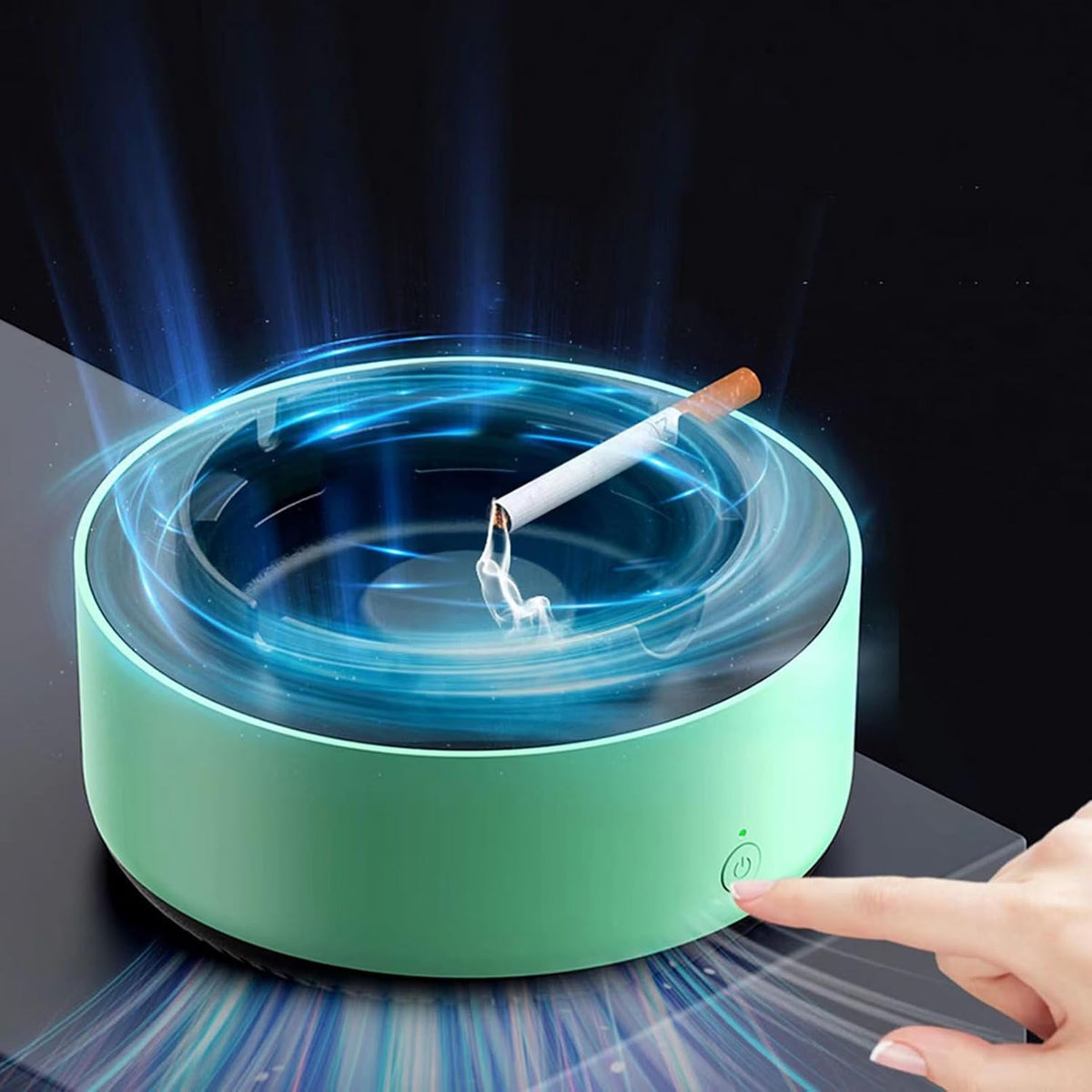 Cenicero multifuncional 2 en 1 sin humo, purificador de aire con fi...