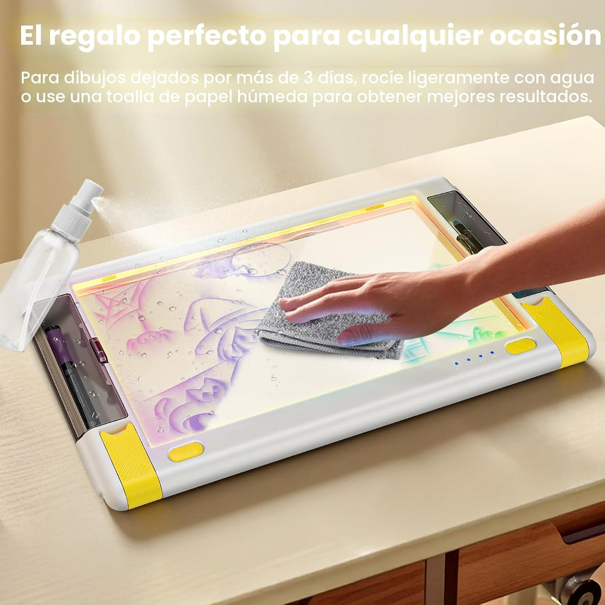 Tablero de dibujo LED recargable, 15 pulgadas, 9 modos de luz de co...