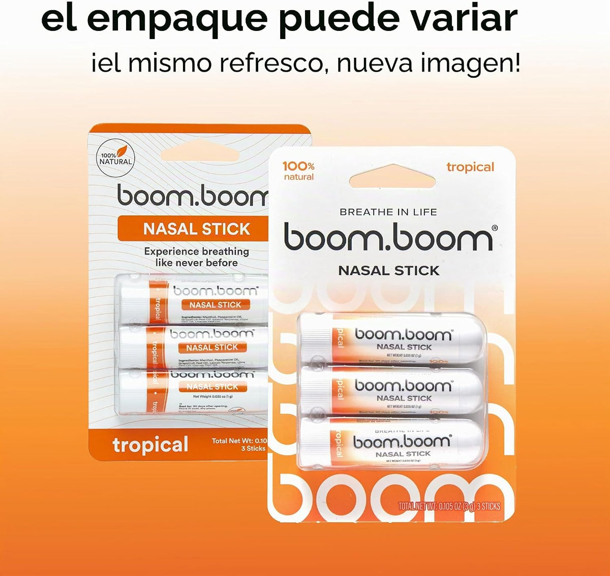BoomBoom Barra nasal, aceites esenciales + inhalador de mentol, tro...
