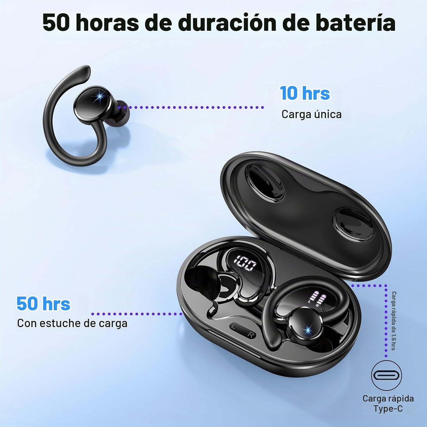 Auriculares inalámbricos, Auriculares Bluetooth 5.4, Sonido de Grav...