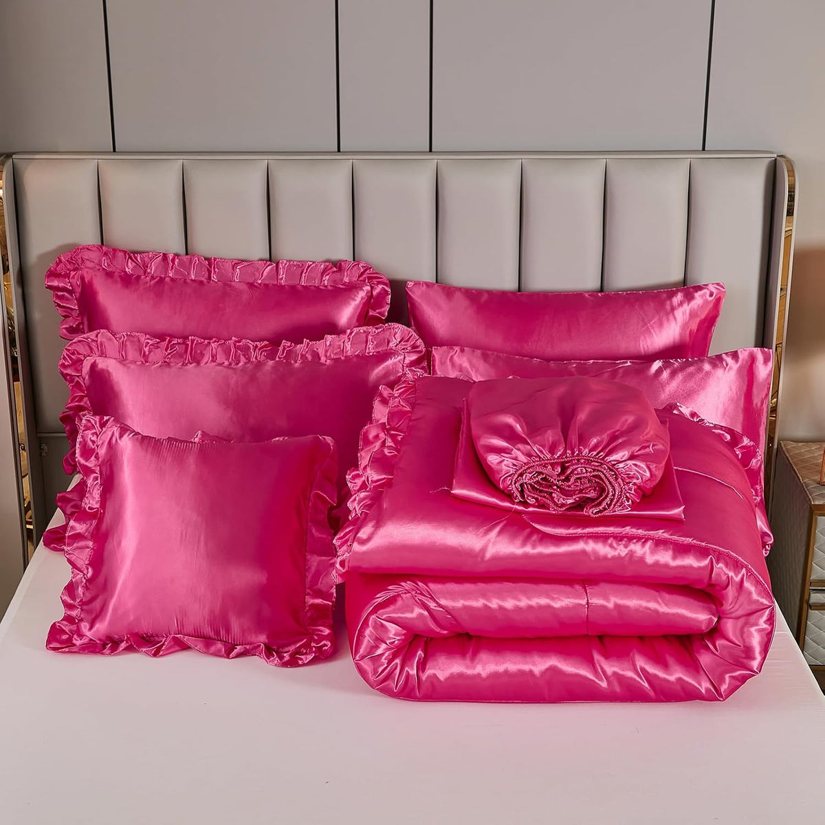 Bedding_Dreamer Juego de cama tamaño queen de satén en una bolsa, j...