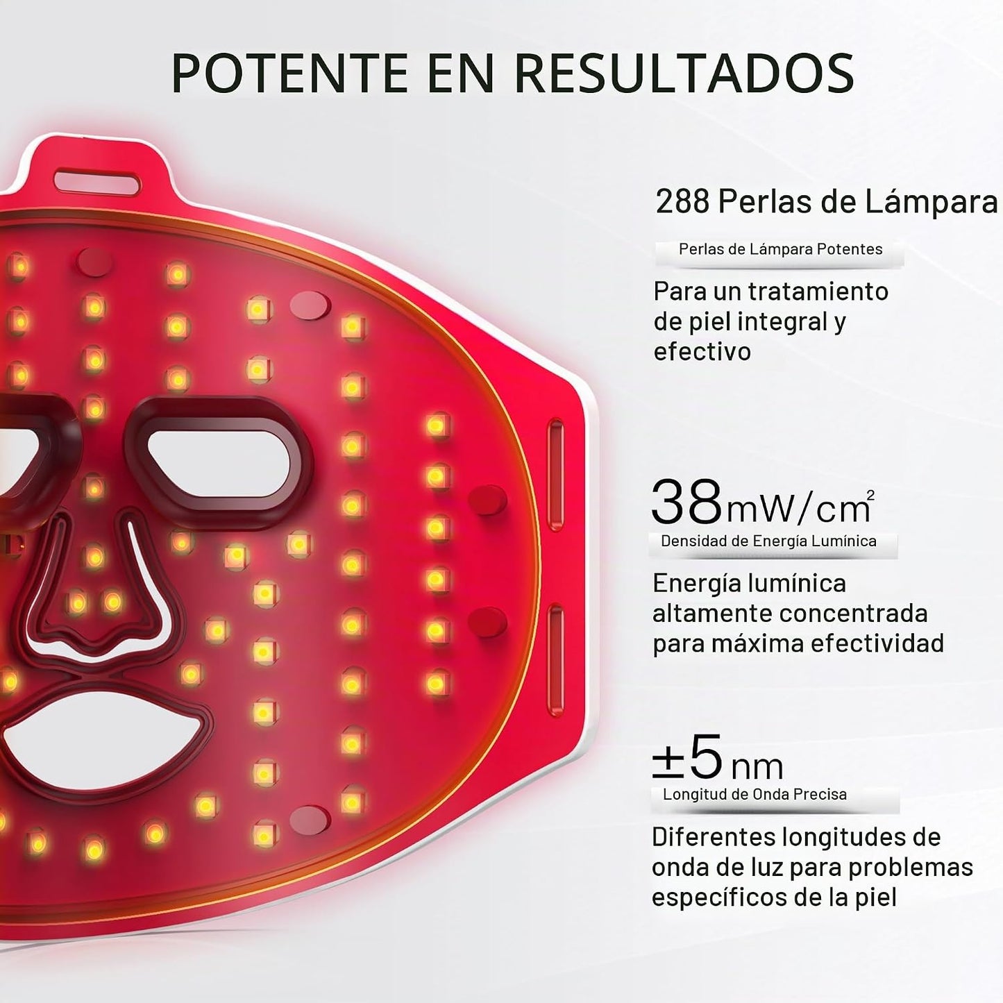 IBORRIA Terapia de luz roja para cara, máscara facial LED con luz i...
