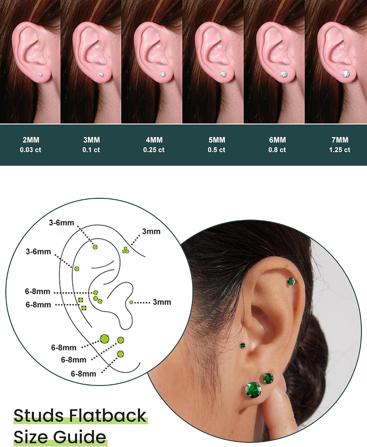 Juego de 6 pares de aretes, aretes hipoalergénicos de circonita cúb...