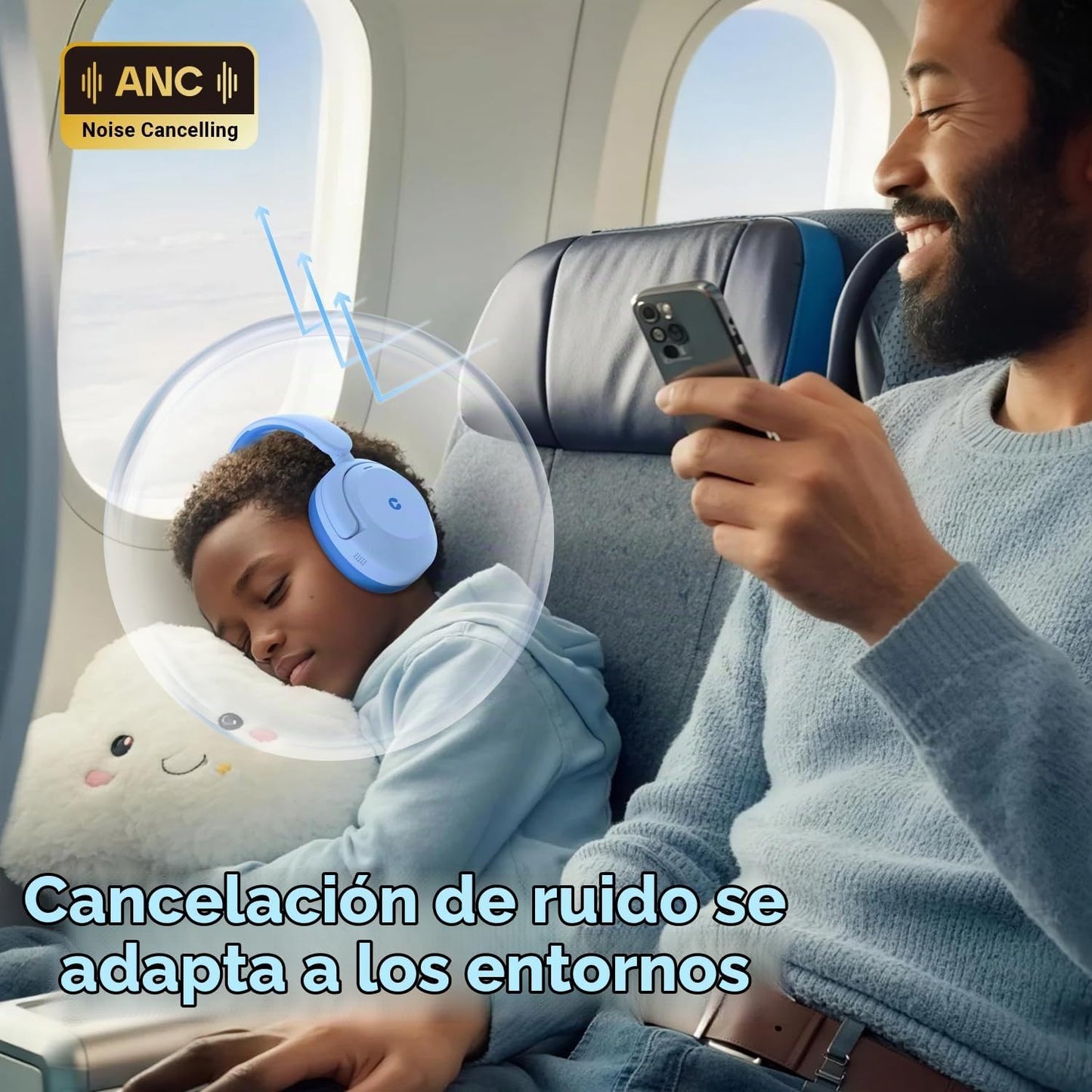 iClever BTH20 - Auriculares con cancelación activa de ruido para ni...