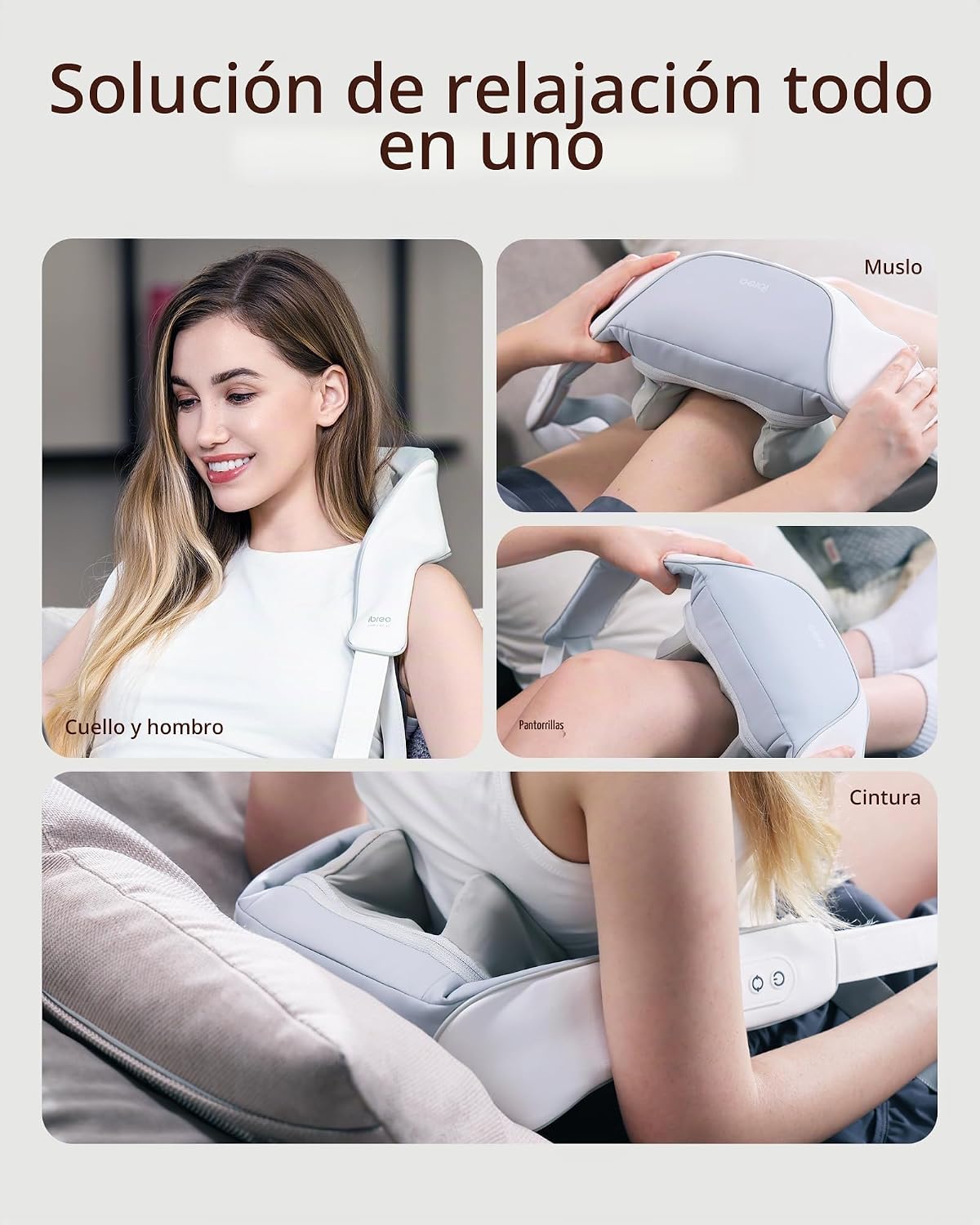 Masajeador Shiatsu Inalámbrico para Cuello y Espalda con Calor, 10...
