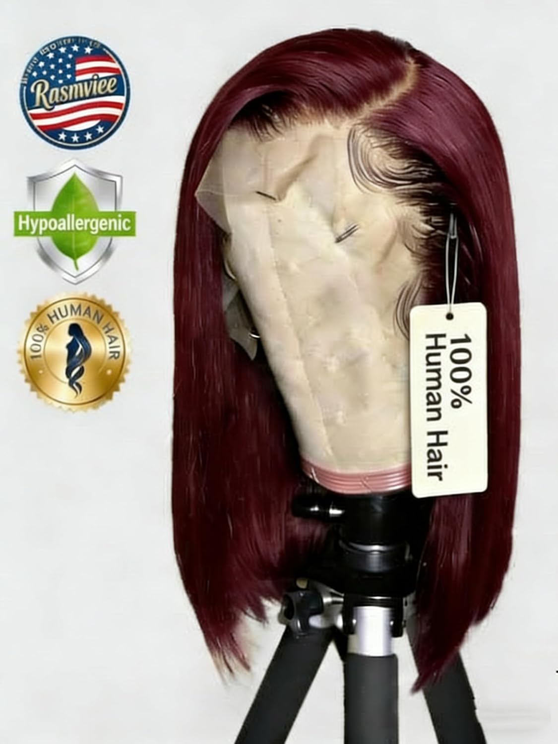 Rnsnwiee 99J - Peluca de cabello humano corto estilo Bob lacio 13x4...