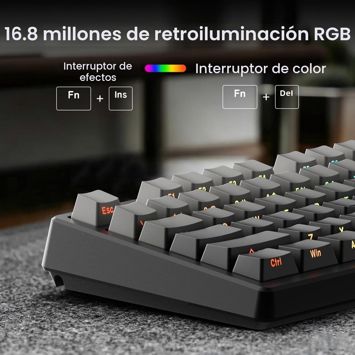 Teclado mecánico inalámbrico, sonido cremoso montado en junta, Blue...