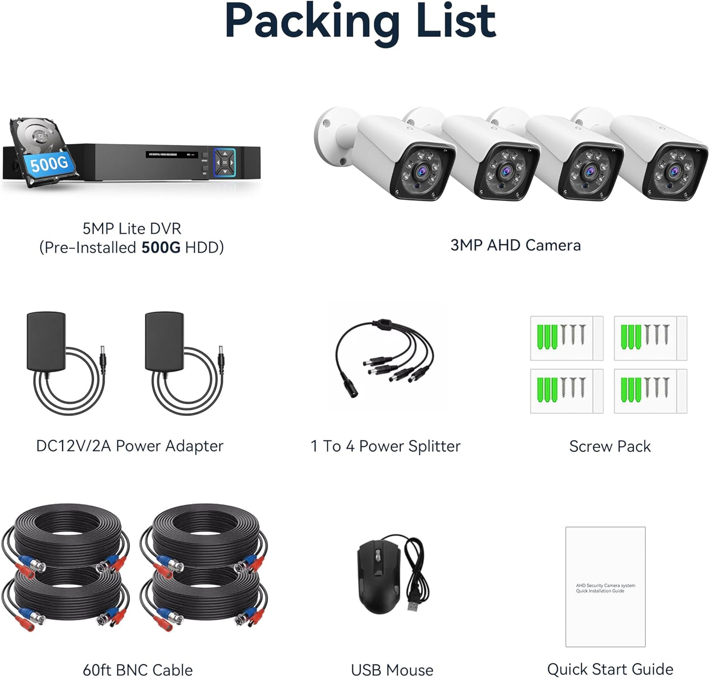 VORGUT Sistema de cámara de seguridad con cable para exteriores, 4C...