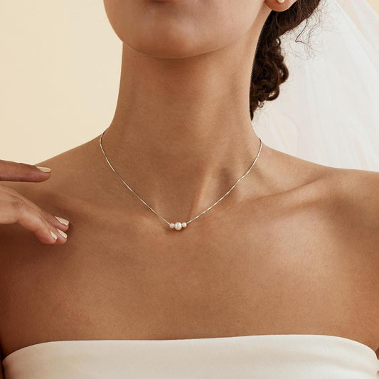 Decholly - Collares de perlas doradas para mujer, a la moda. Collar...
