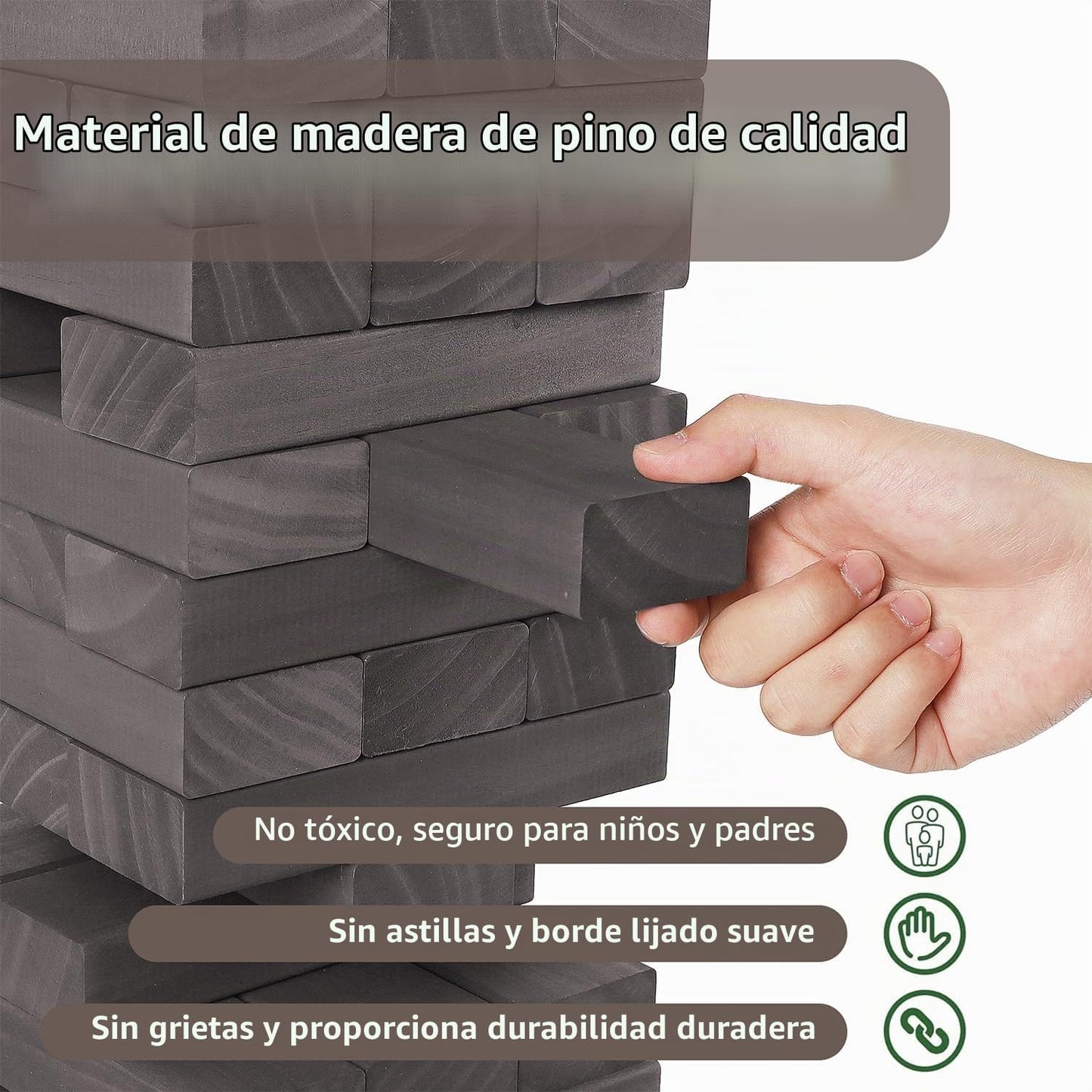 Juegoal Torre Gigante de Caída de 54 Piezas Gris para Adultos, Niño...