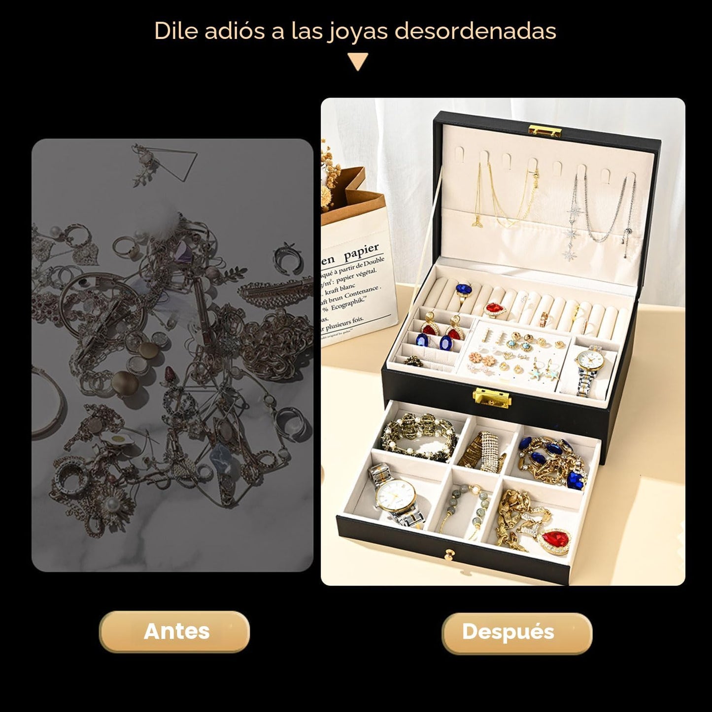 GUOER Caja de Joyas para Mujer Niña Esposa - Grande Organizador de...