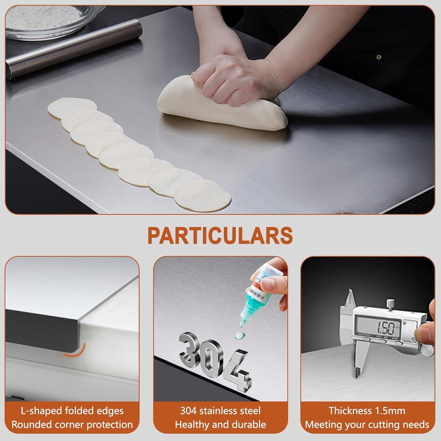 Tablas de cortar de acero inoxidable para cocina, tablas de cortar...