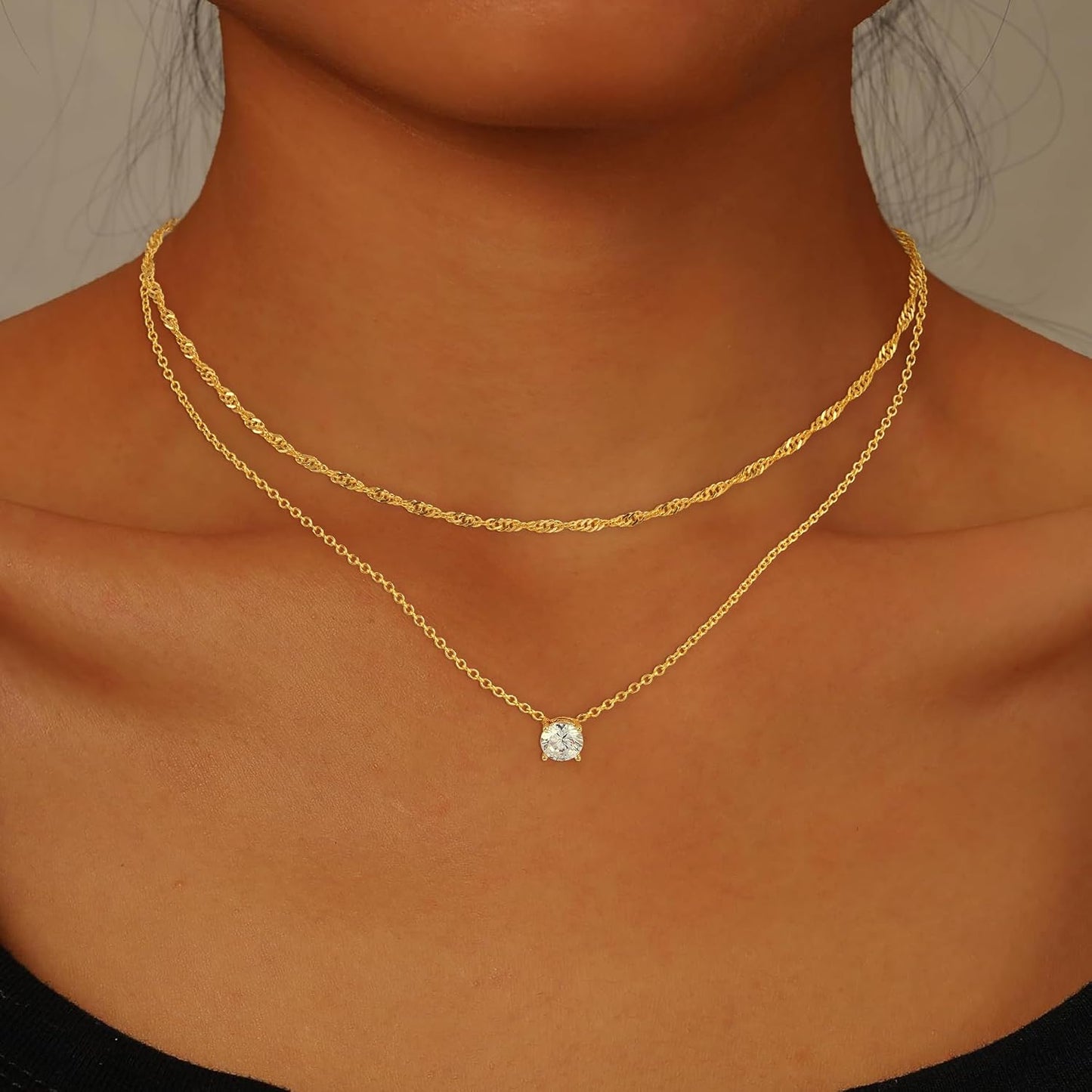 Treasure Bender Collar de oro delicado para mujer sin deslustre, co...