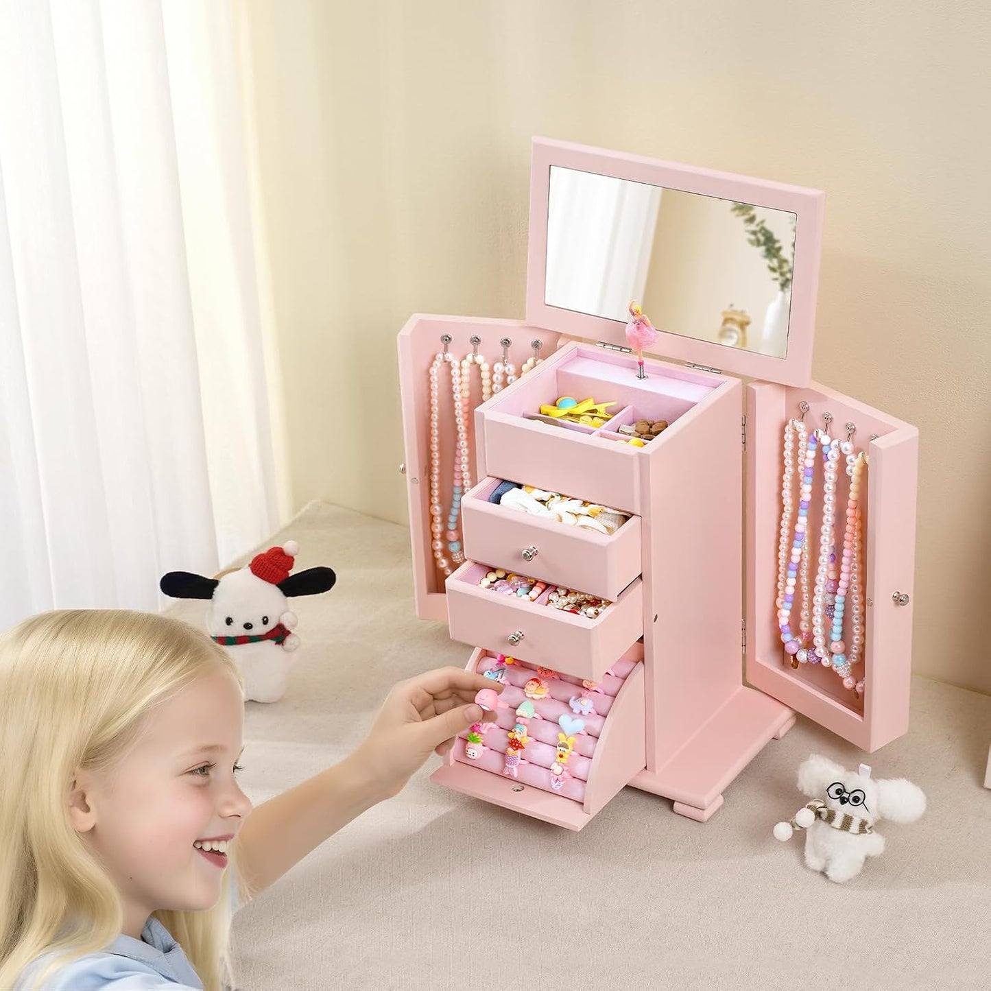 Emfogo Joyero musical para niñas, caja de música grande con bailari...