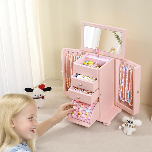 Emfogo Joyero musical para niñas, caja de música grande con bailari...