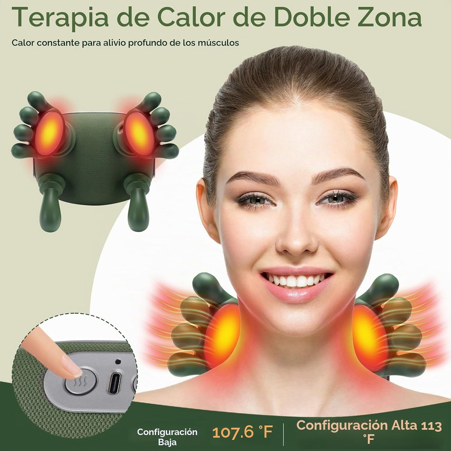 SAILIFE Masajeador de cuello calentado, nuevo masajeador biónico de...