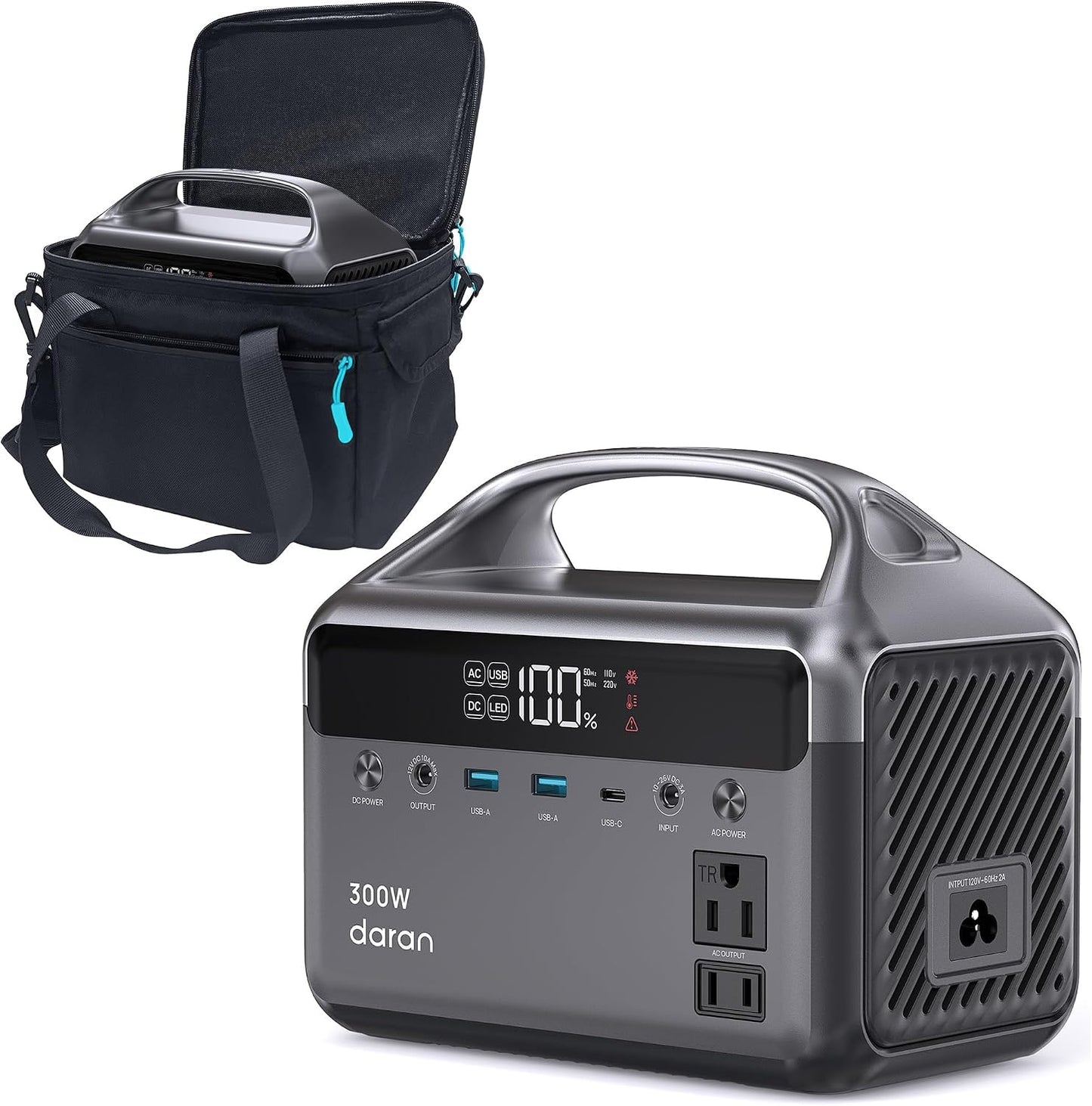 Estación de energía portátil de 192 Wh(60,000 mAh) con bolsa, 300 W...