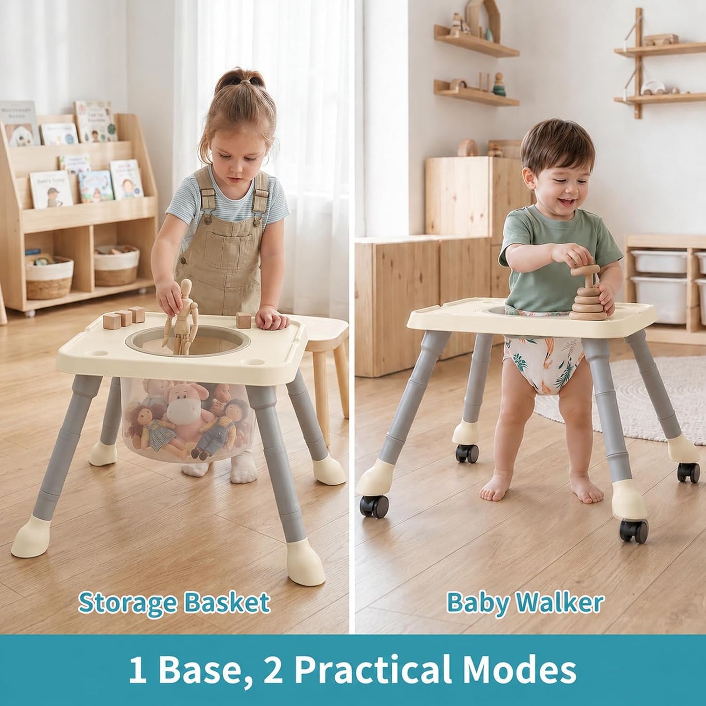 Silla alta 9 en 1 para bebés y niños pequeños con mesa de bloques d...