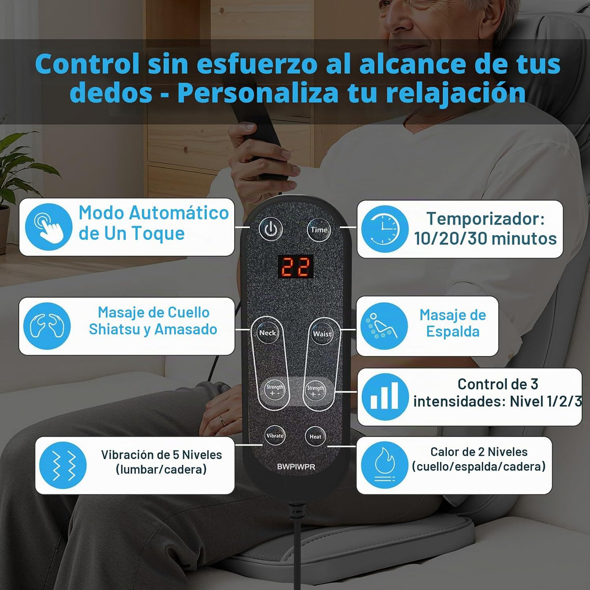 Makerzone Shiatsu Masajeador de Cuello y Espalda con Calor - Cojín...