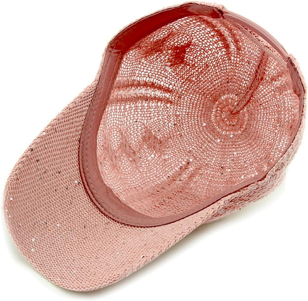 Gorra de béisbol de malla con purpurina para mujer, transpirable, a...