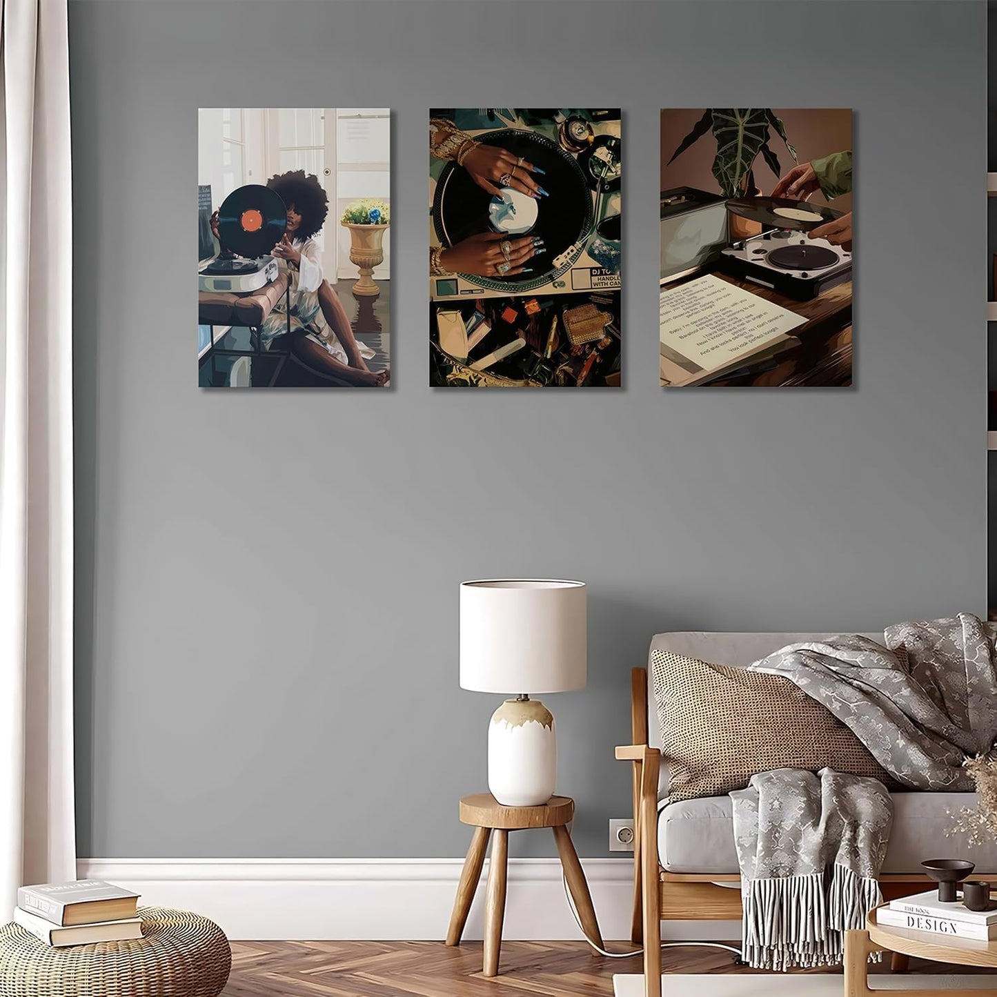 Decoración artística de pared de niña negra para dormitorio, sala d...