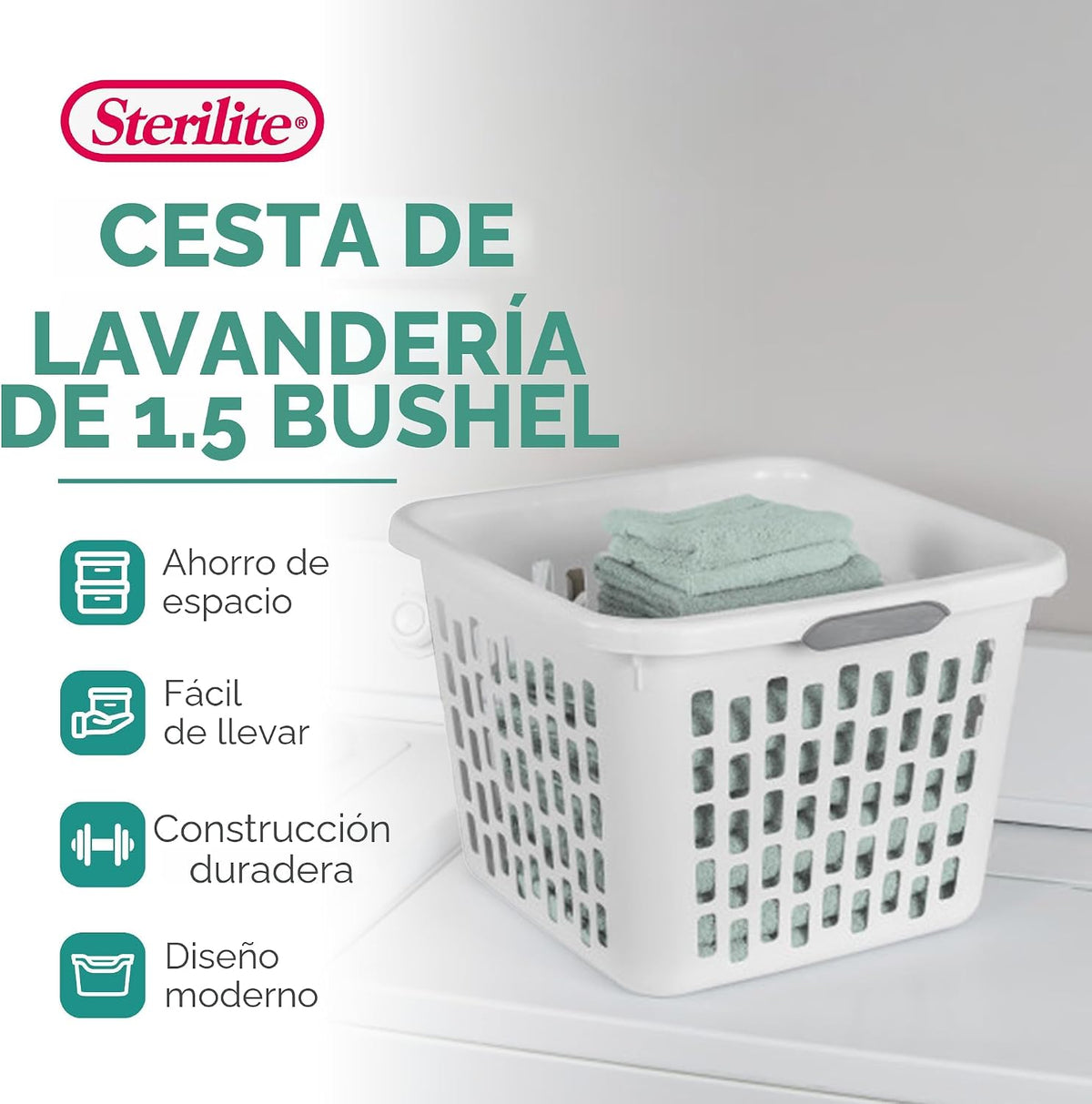 Sterilite Paquete de 6 Cestas de Lavandería Cuadradas con Capacidad...