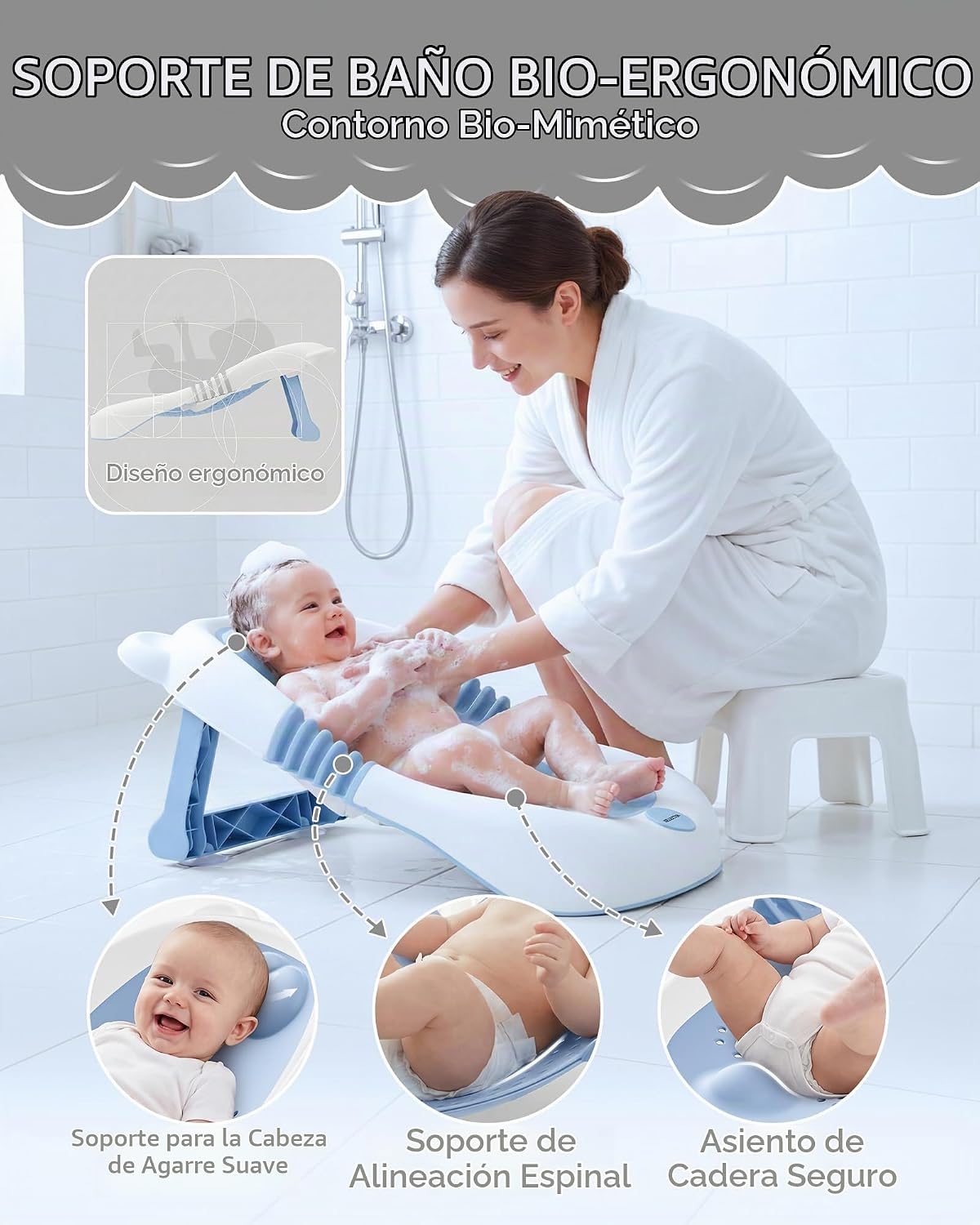 ISELECTOR Soporte de baño plegable para bebé, asiento portátil para...