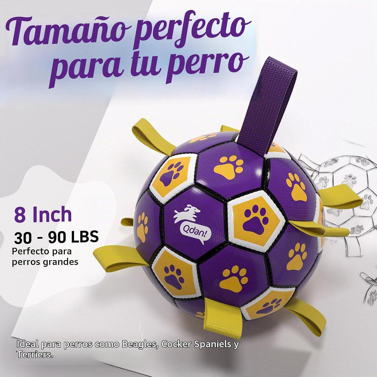 QDAN Juguetes de cuerdas para perros, pelota de fútbol con correas,...