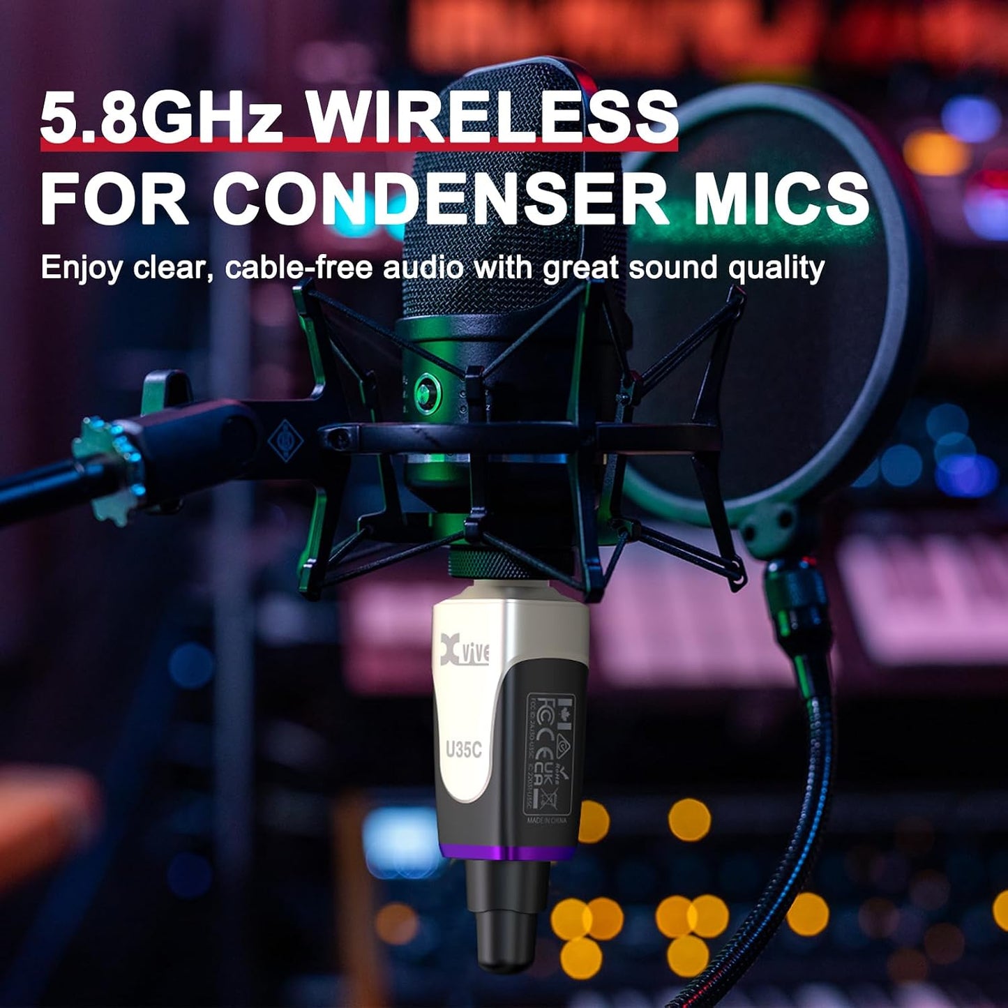 Xvive U35C XLR Sistema inalámbrico enchufable para micrófono de con...