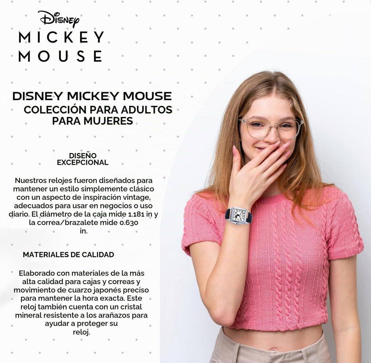 Disney Reloj de Mickey Mouse con licencia oficial, elegante e inspi...