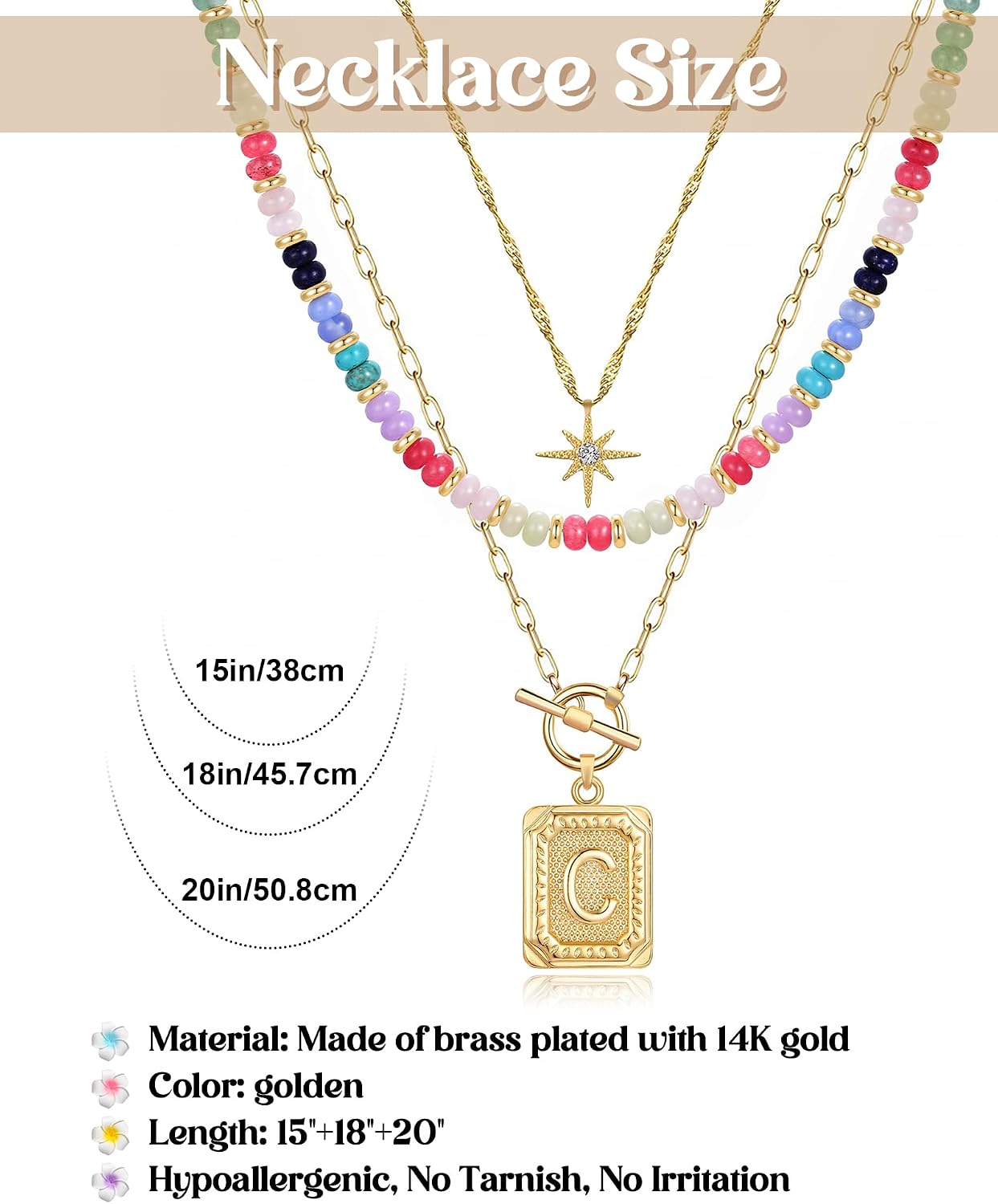 MJartoria Collares con iniciales en capas para mujer, modernos, col...