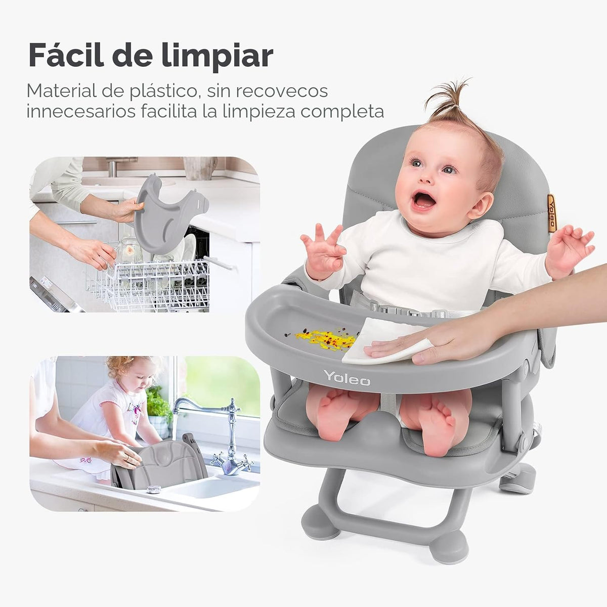 YOLEO Silla alta para bebé, asiento elevador para mesa de comedor,...