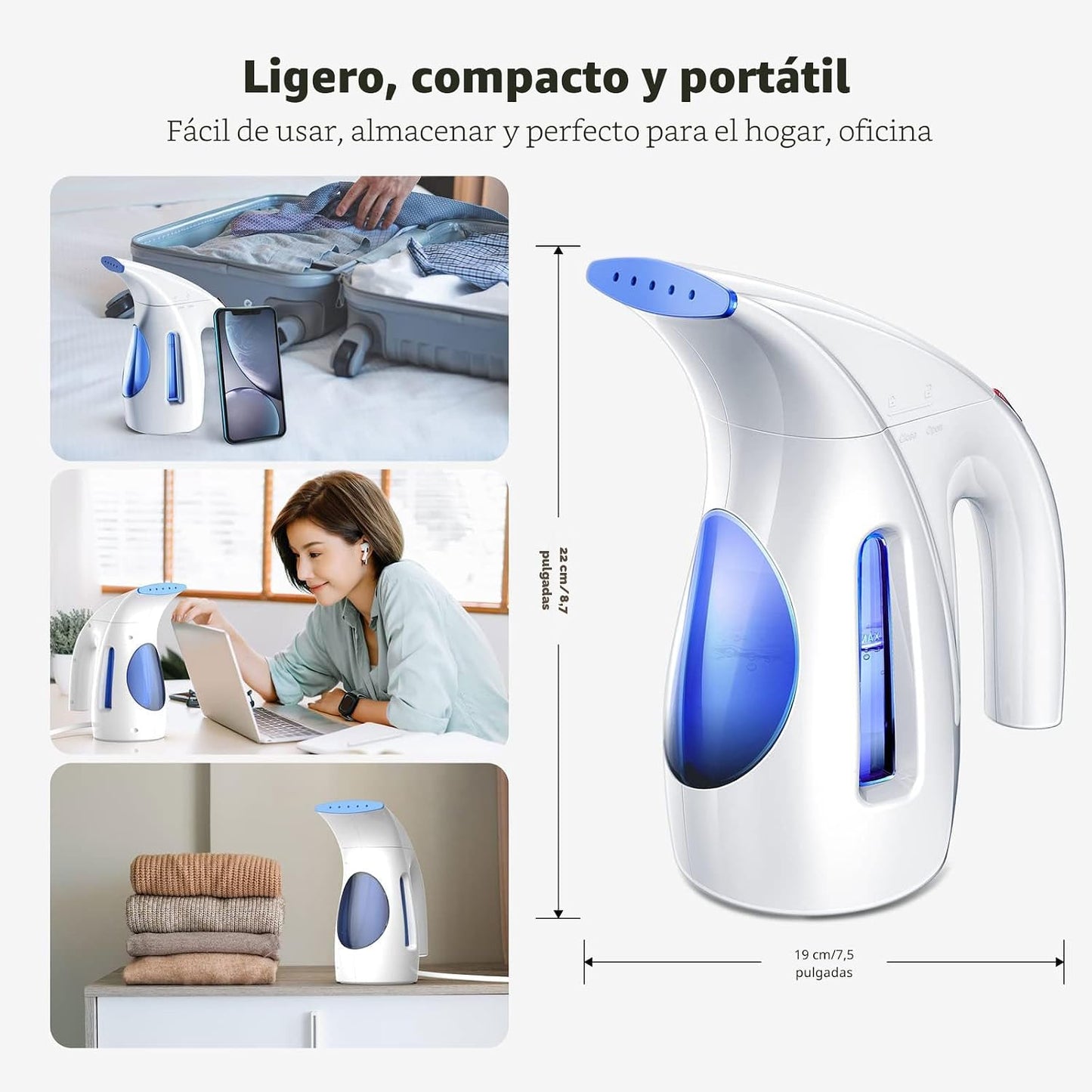 HiLIFE - Vaporizador para ropa, diseño portátil de mano, gran capac...