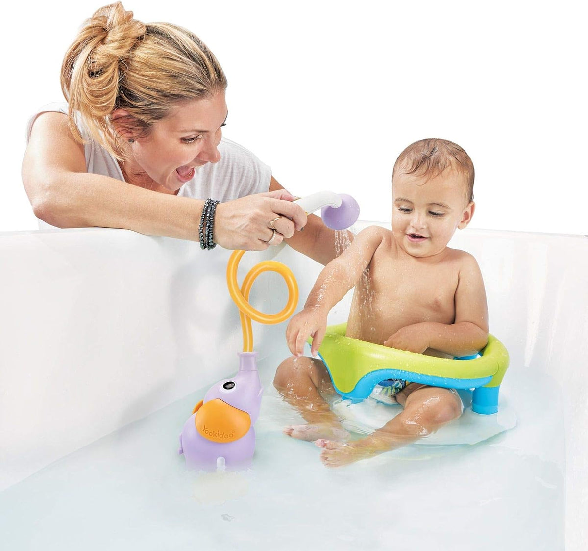 Yookidoo Cabezal de regadera para bebé con bomba de agua en forma d...