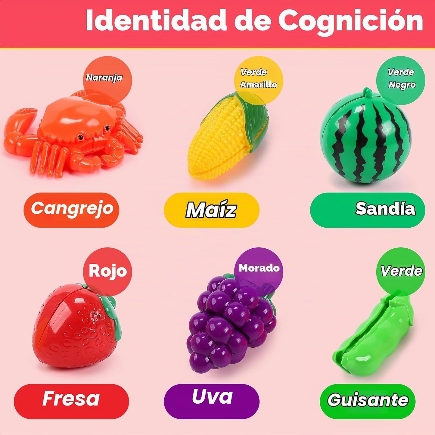 HOLYFUN Juego de juguetes de comida para niños, cesta de la compra...
