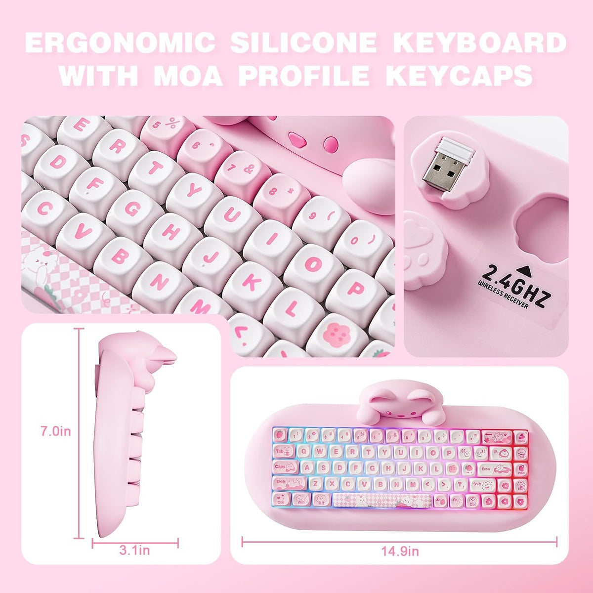 YUNZII Teclado mecánico inalámbrico C68, 65% de diseño, intercambio...