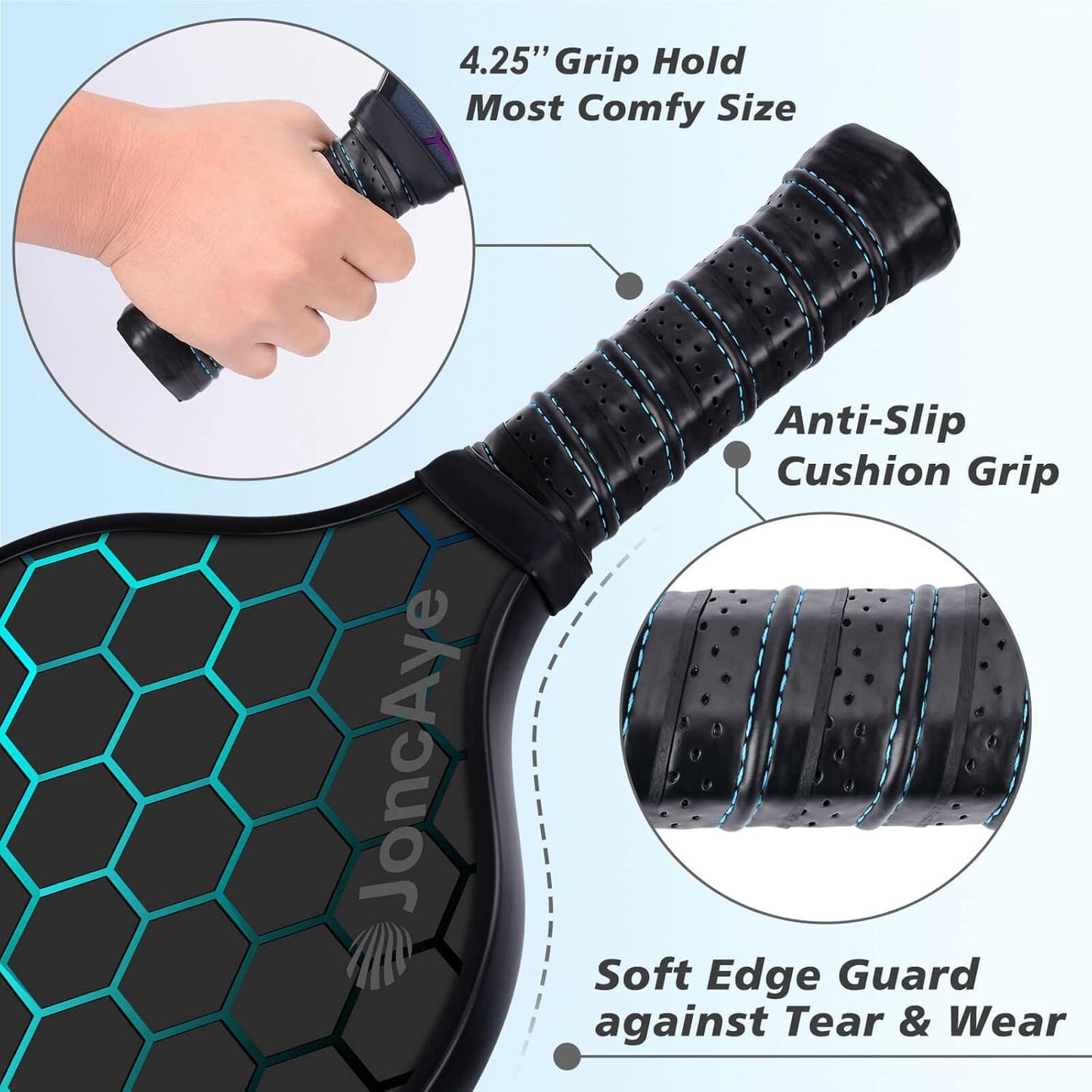 JoncAye Pickleball Paddles Juego de 4 o 2, raquetas de fibra de vid...