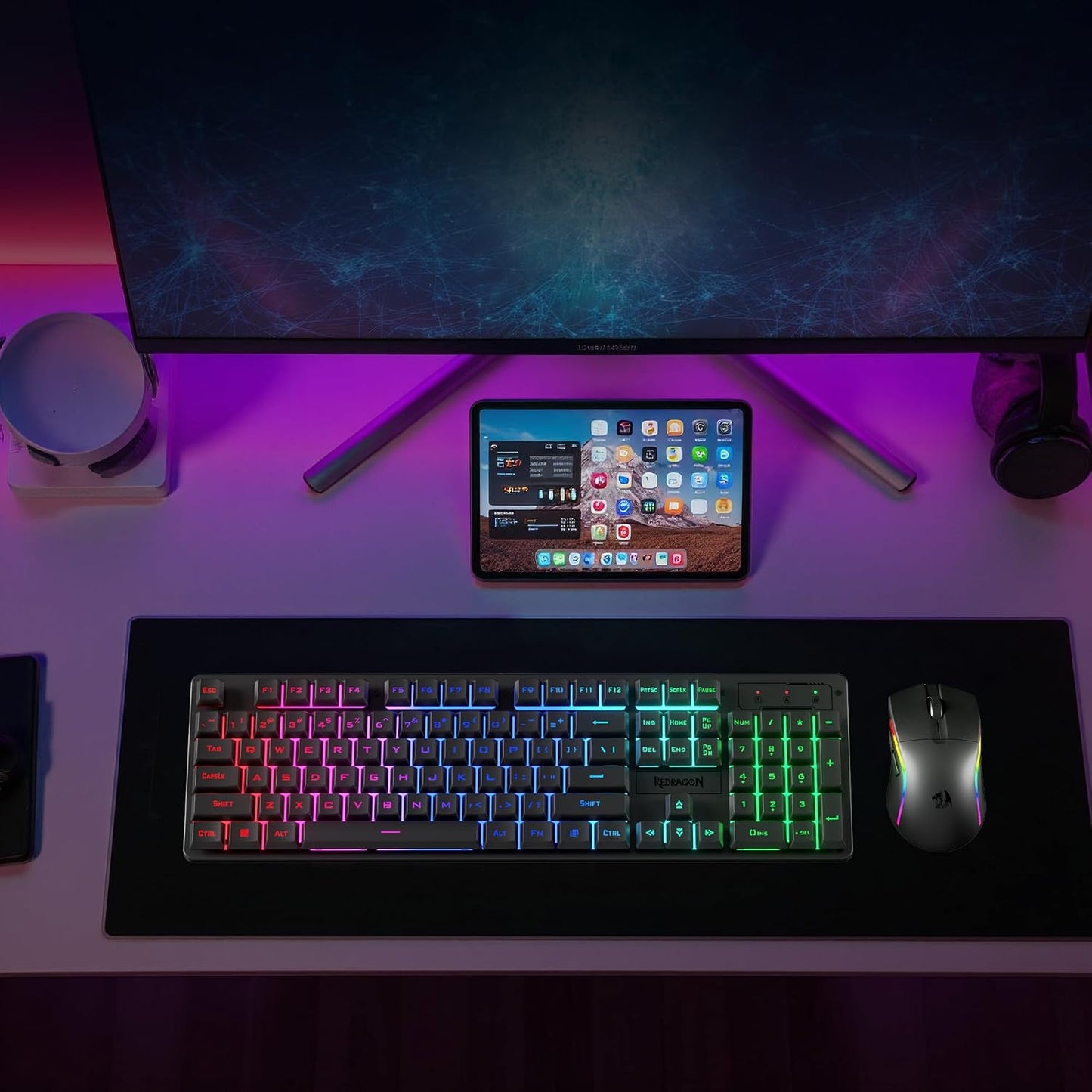 Redragon S107KS - Teclado y mouse inalámbricos para juegos, retroil...