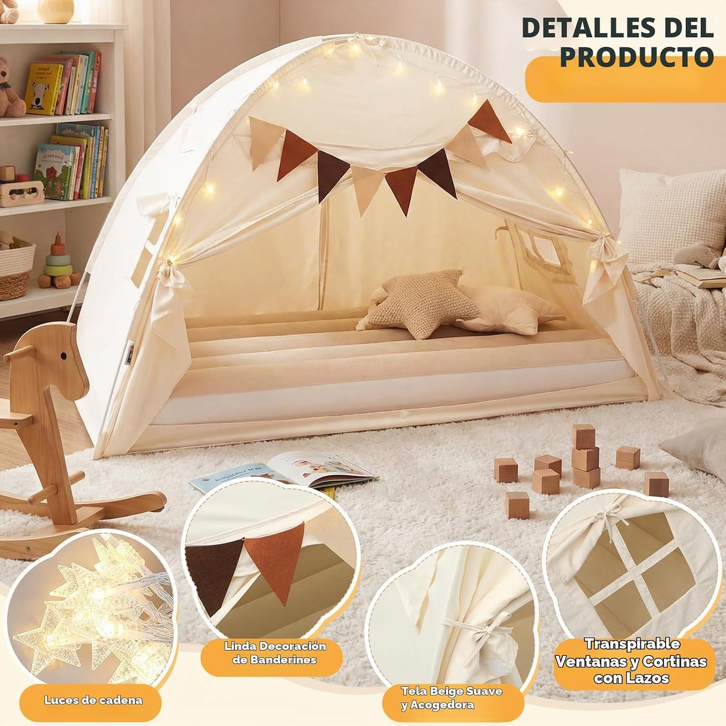 GliCraft Cama de viaje inflable con tienda de campaña, colchón de a...