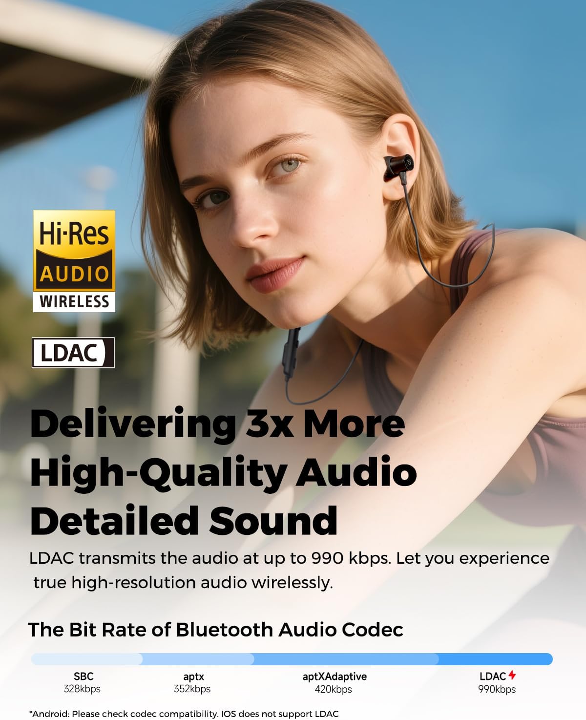 SoundPEATS Q40 HD Auriculares deportivos con banda para el cuello c...