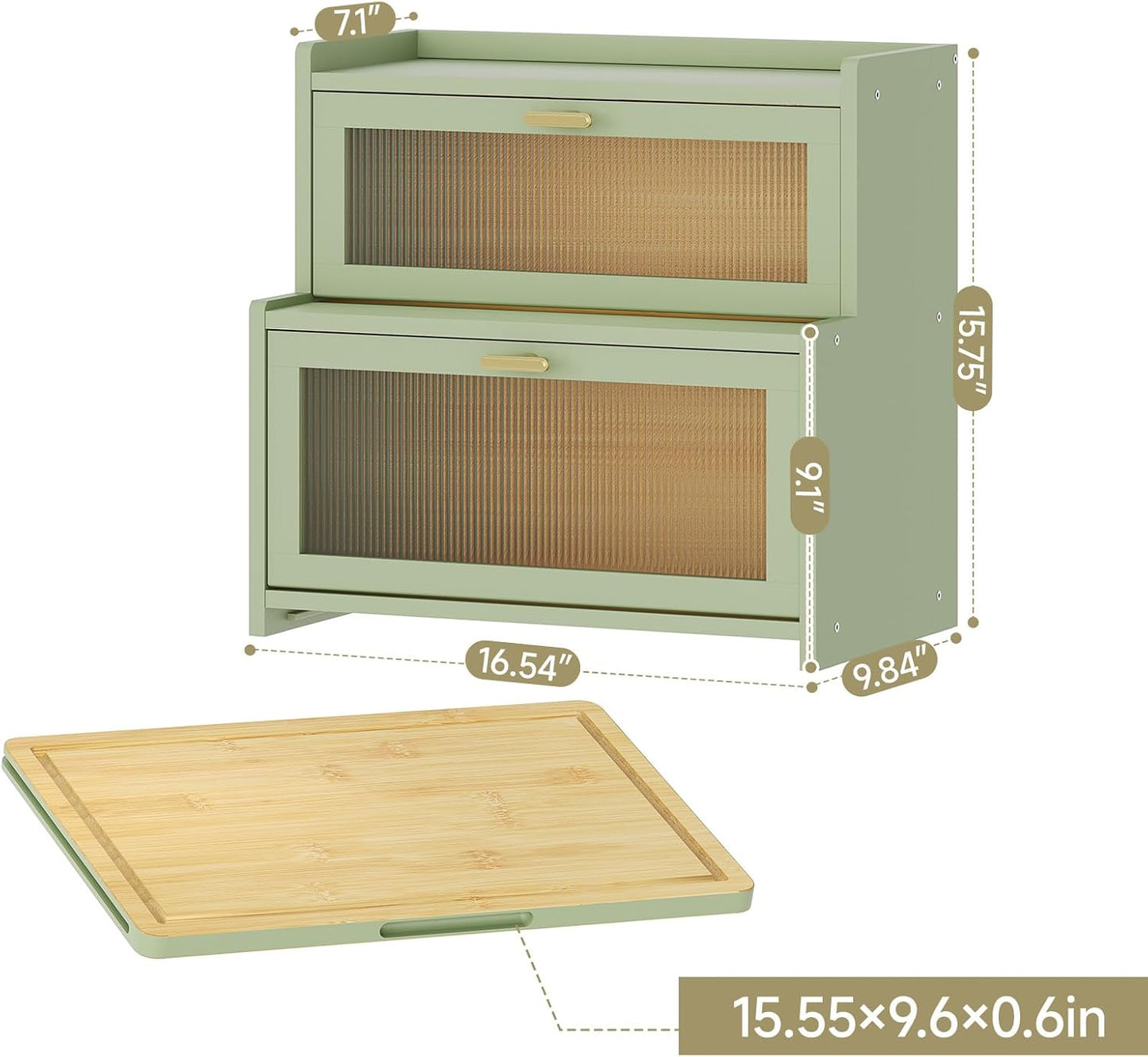 Vellzeyce Caja de pan grande con tabla de cortar para encimera de c...