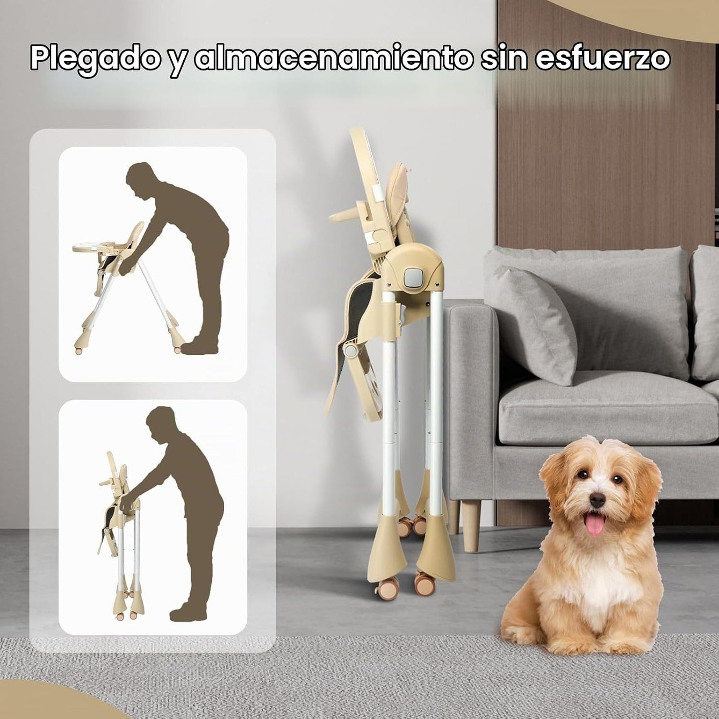 JOYMOR Silla Alta Plegable para Bebé, Trona Convertible 4 en 1 para...
