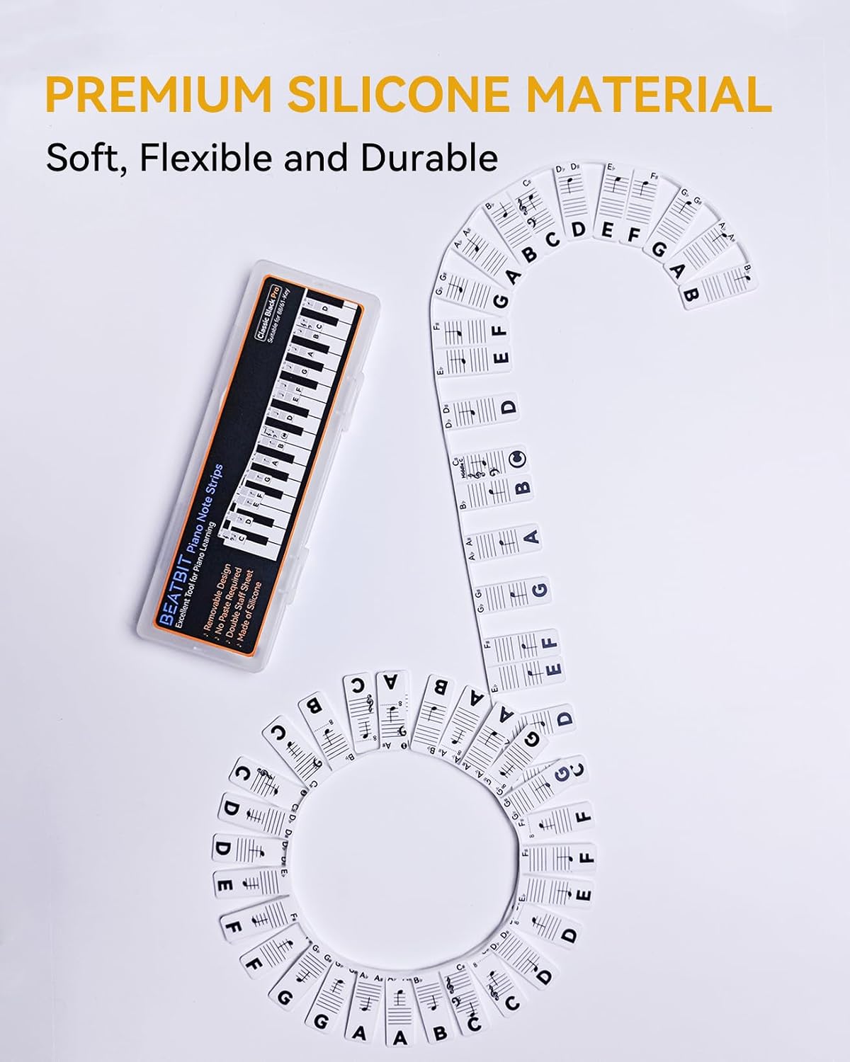 BEATBIT Tiras de notas de piano Pro, gruesas antiadherentes, compat...