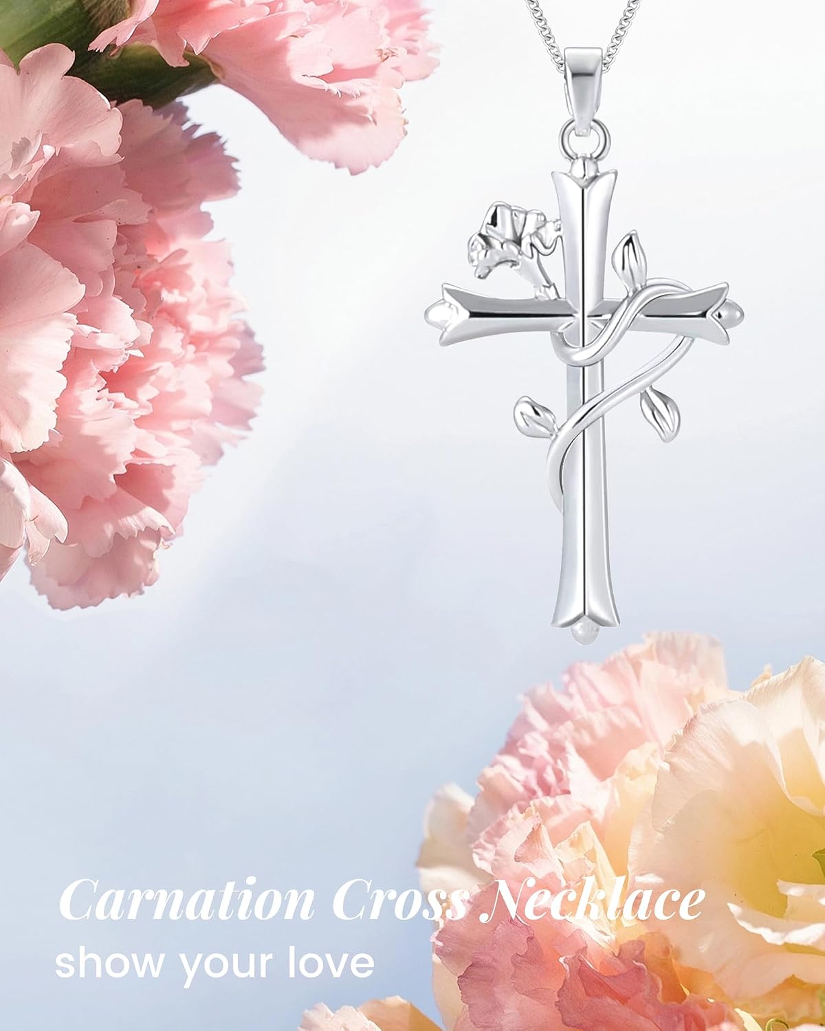 Collar de cruz ACECHA para mujer | Collar colgante de fe de plata c...