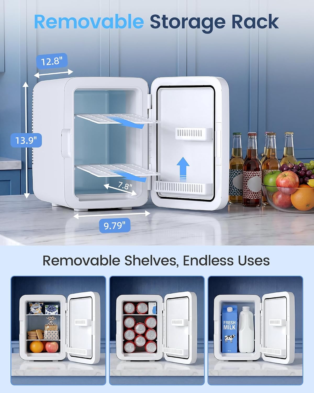 Electactic Mini refrigerador compacto de 10 L, refrigerador pequeño...