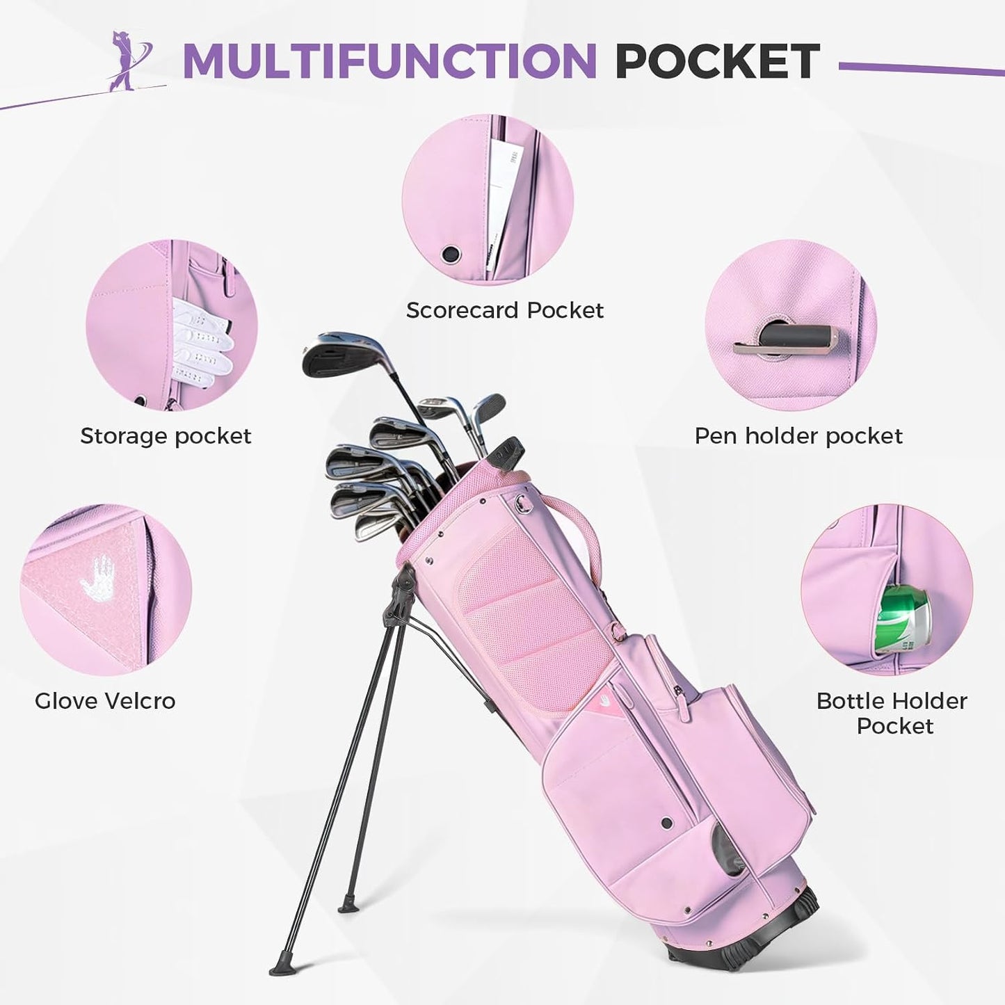 Bolsas de golf, bolsa de soporte de golf, correas de hombro ajustab...
