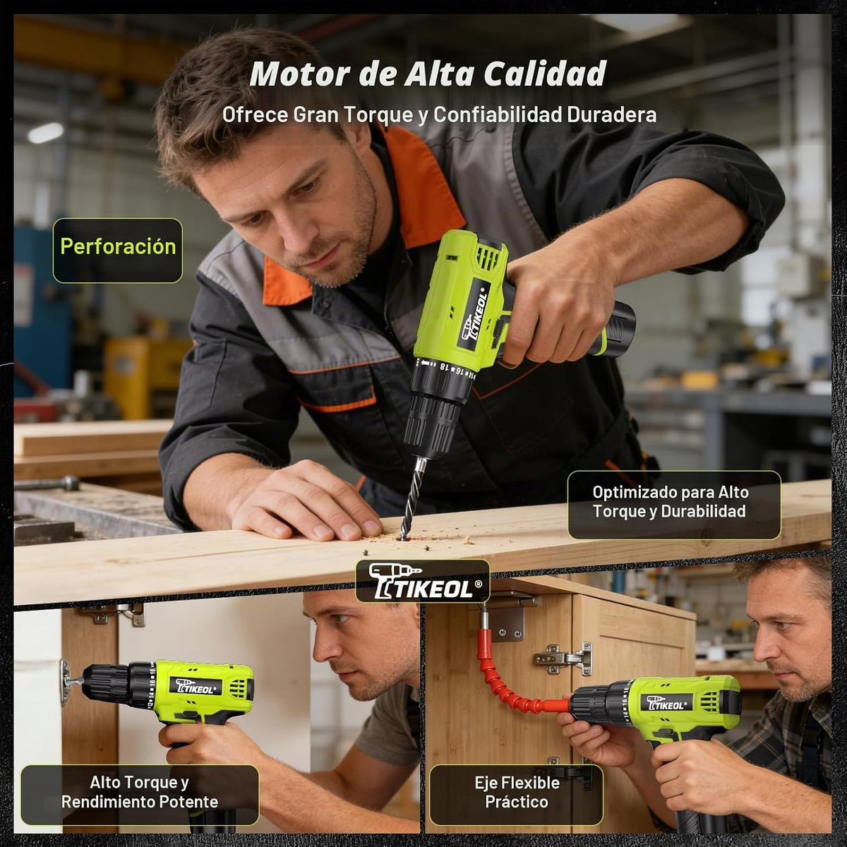 TIKEOL Juego de taladro inalámbrico de 12 V con batería y cargador,...