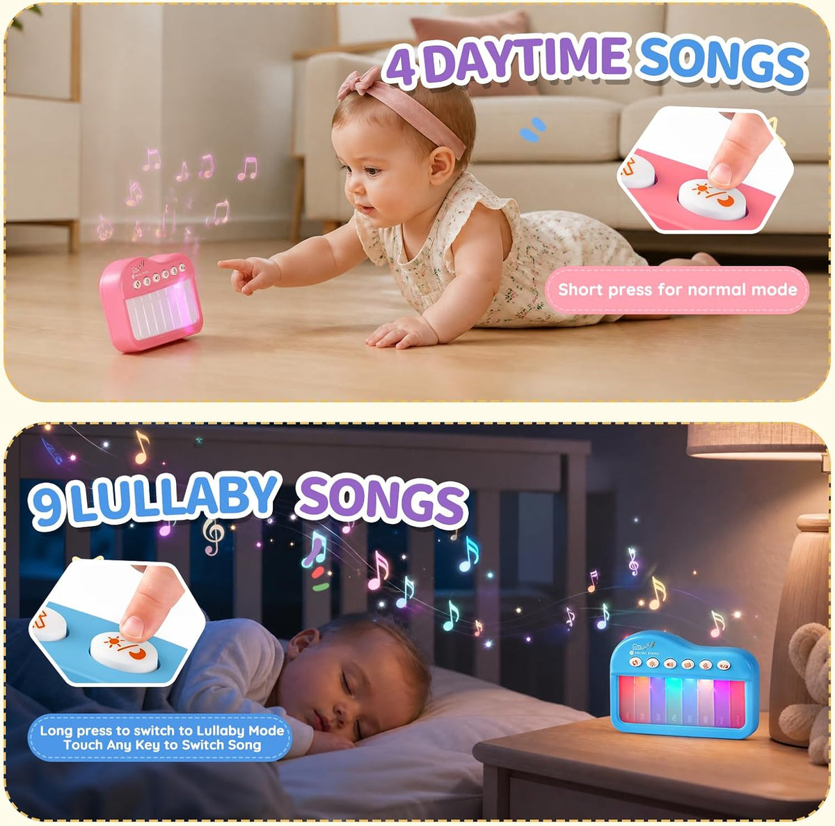 Touch-Play - Piano de juguete para bebé de 6 a 18 meses, juguetes m...