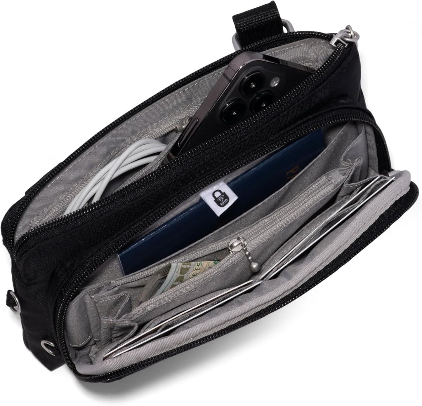 Securtex - Mini cartera cruzada antirrobo, ligera, 8.4 x 4.5 pulgad...
