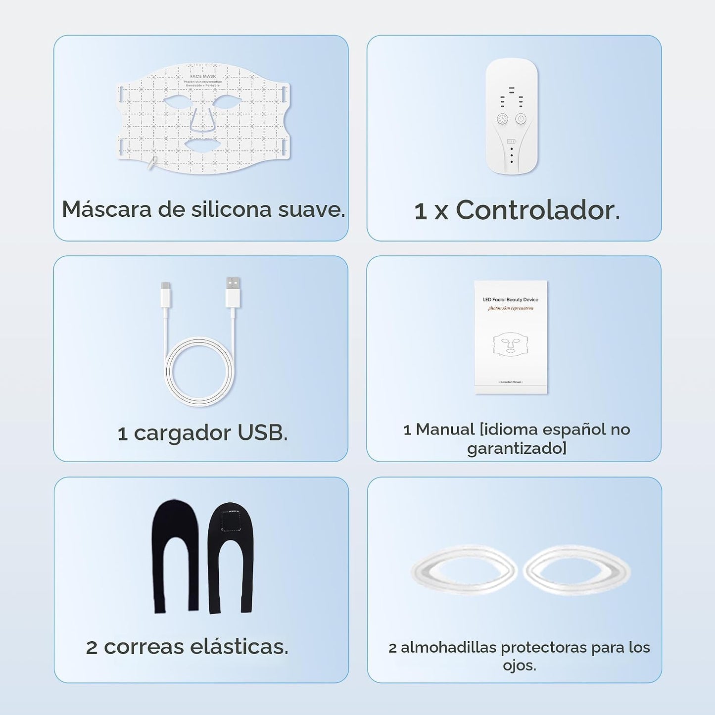GIHWRRI Máscara de terapia de luz LED aprobada por la FDA, terapia...